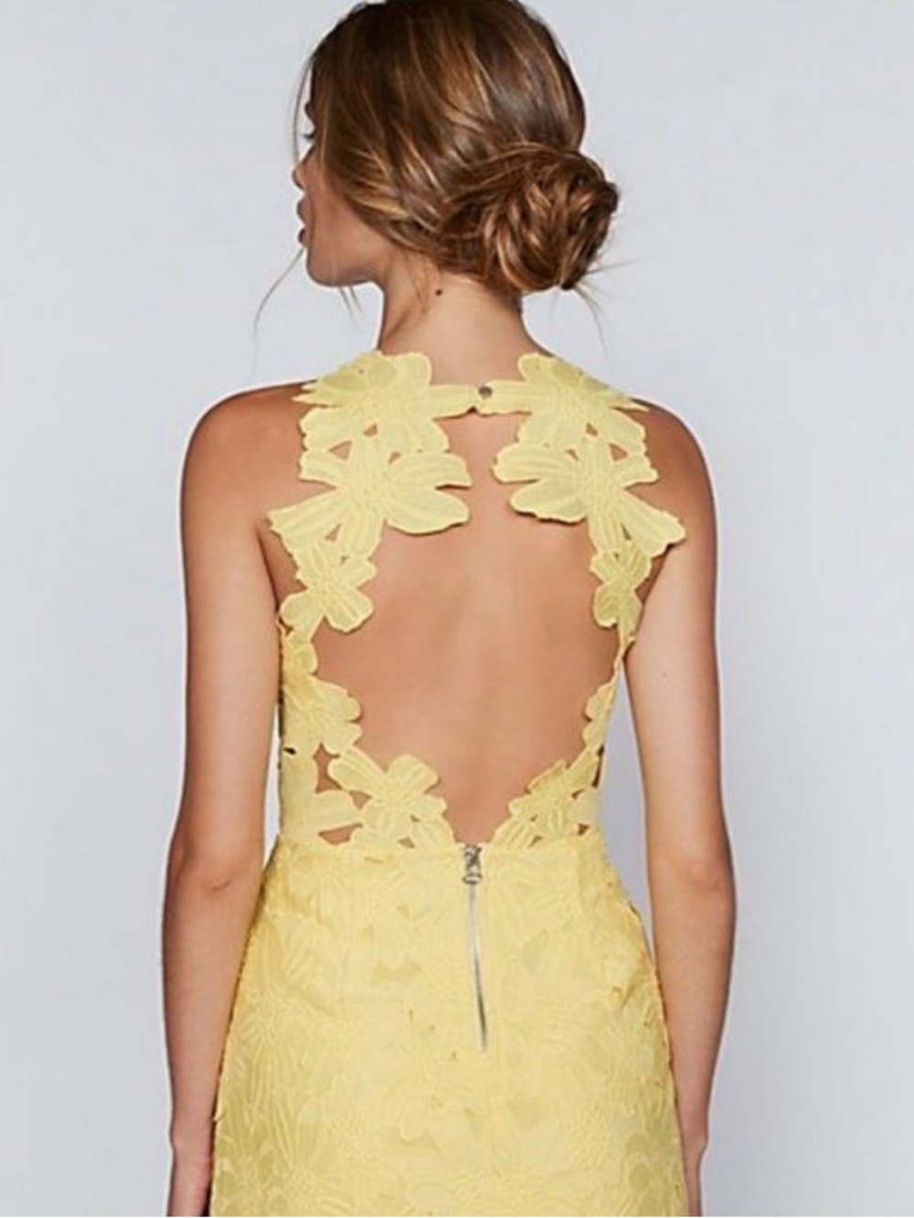 Free People Bright Hot Pink Floral Lace Halter Mini Dress